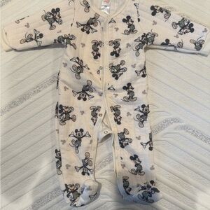 Disney Cream Mickey Mouse Footie One Piece